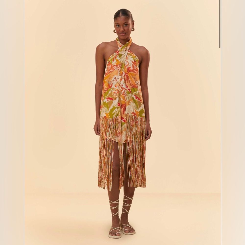 Farm Rio Sand Leopard Forest Mini Dress